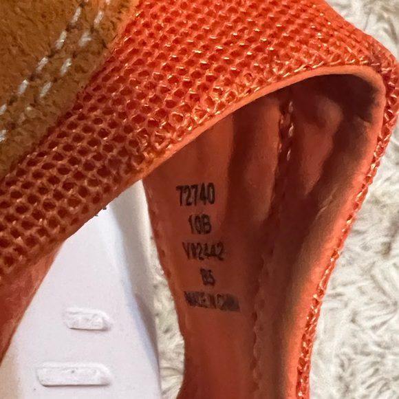 Lands’ End Comfort Slide Sandals Orange Brown Suede Leather Womens Size 10B - Picture 8 of 9